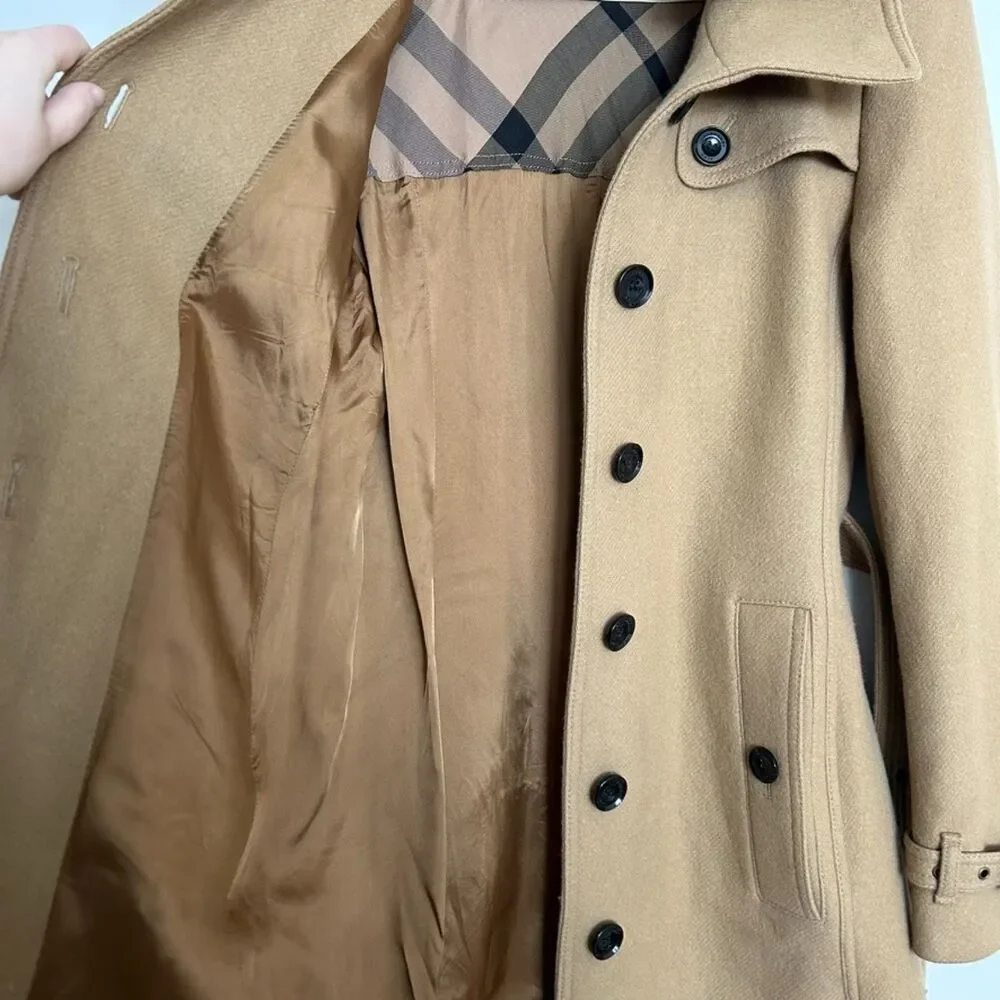 Burberry Camel Wool Coat Trench with Removable Collar and Belt - Picture 6 of 13